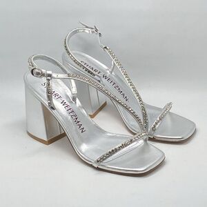 Stuart Weitzman Embellished Metallic Leather Sandals size 7